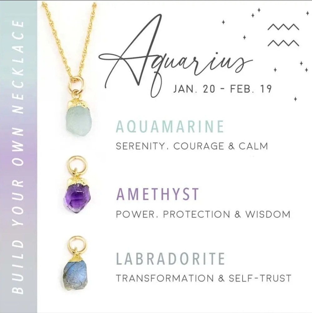 3 Crystal Aquarius Birthstone Necklace